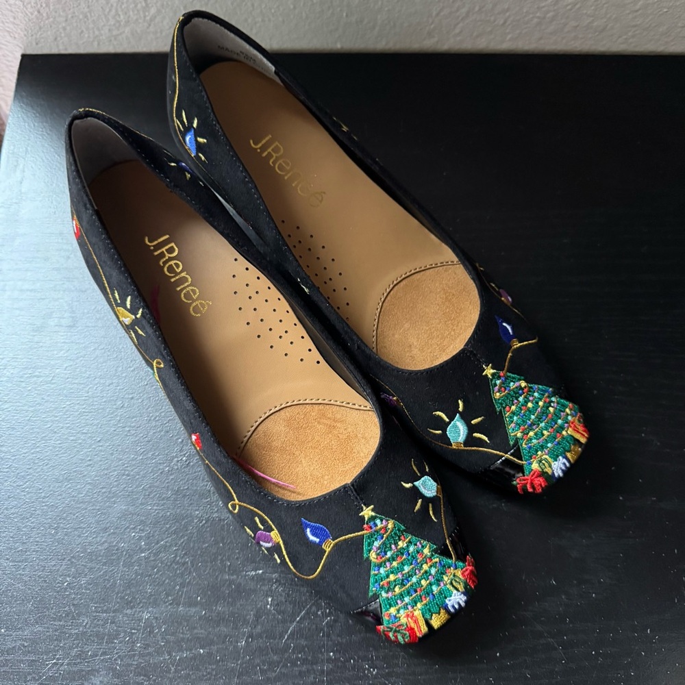 NWT J. Renee Noelsteps Holiday Suede Embroidered Pumps Sz 6,5 - Picture 6 of 12